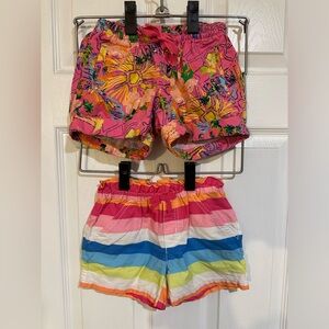 Lands End Kids pink tropical shorts & Gymboree striped shorts size 5